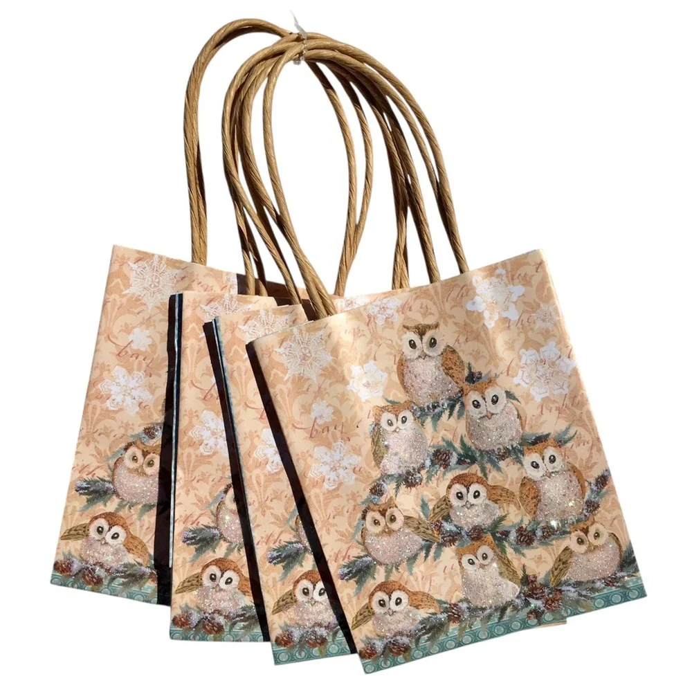Punch Studio Owl Family Winter Gift Bags (14756), Set of 4